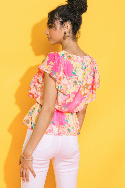 FADED VIEW WOVEN TOP - - TOPS