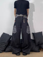 Men's Full Size Wide Leg Cargo Jeans Plus Size - Black -