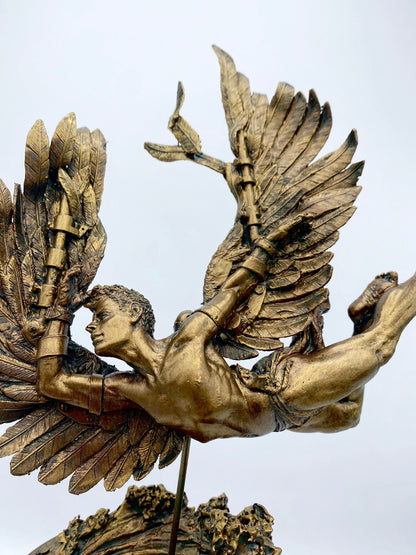 Flight of Icarus/ Fallen Angel Statue, Hand Painted Resin | Mythological Character Figurine | Myths and Legends Statue |Fantasy Art Decor - -