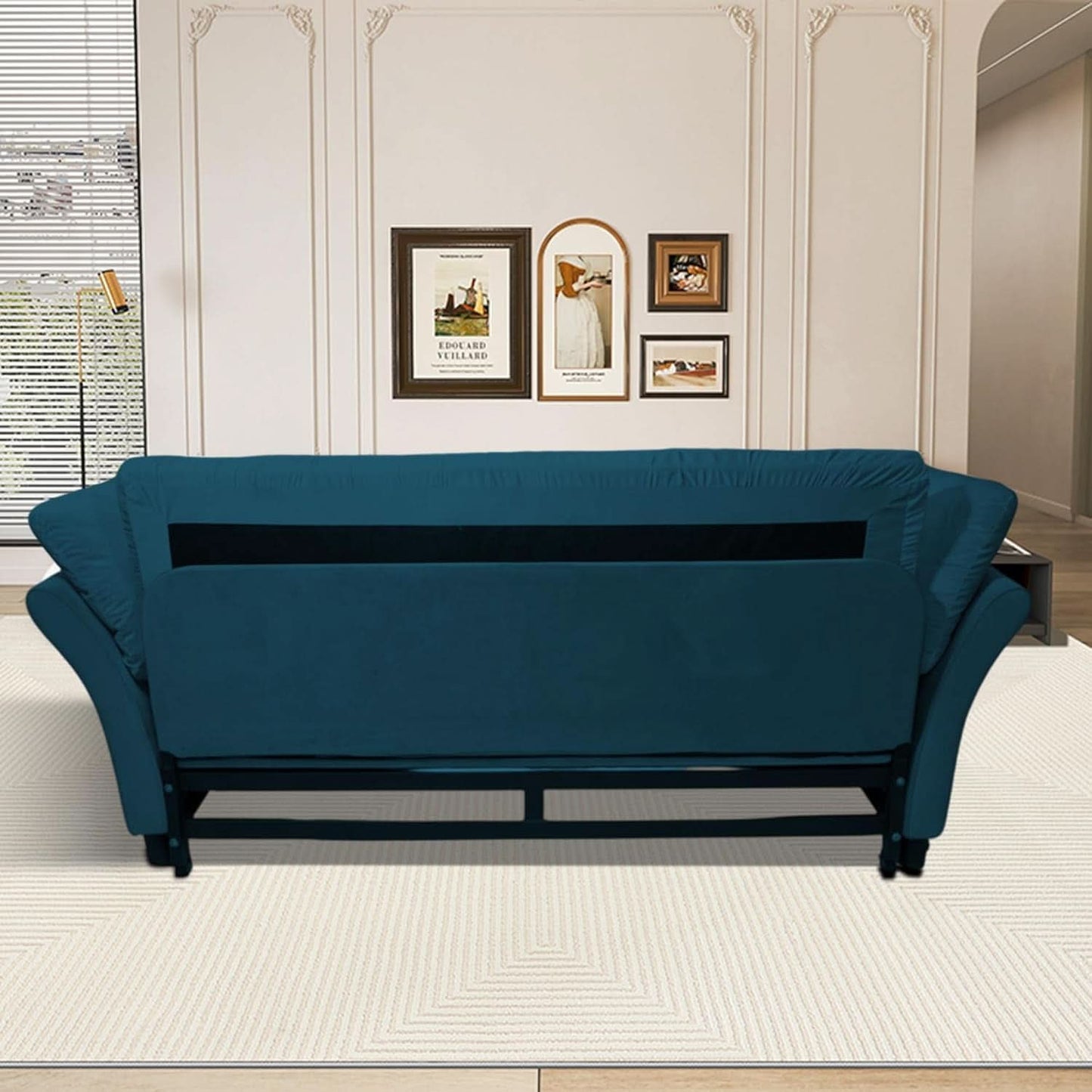 Blue Queen Size Three In One Convertible Sleeper Sofa- ShipItFurniture- {{Product type}}