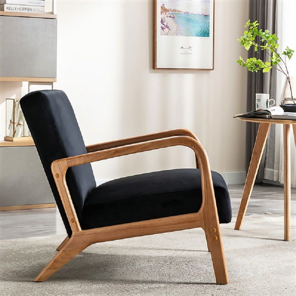 Classic Mid-Century Modern Accent Chairs, Open Framed Armchair With Cushioning- Unique Piece Furniture- {{Product type}}