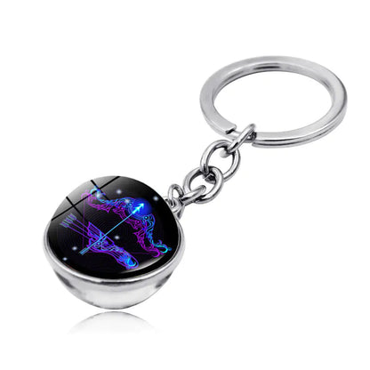 Zodiac Gemstone Double-Sided Glass Keychain - Sagittarius - keychain