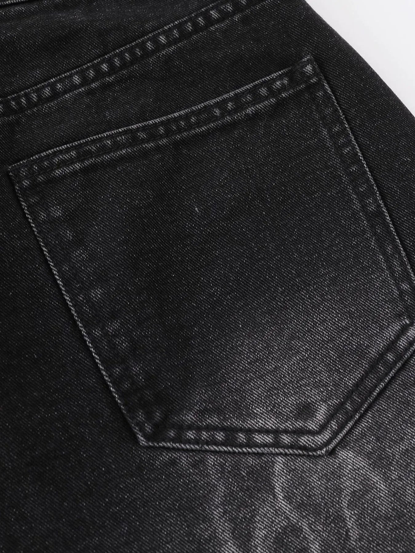 Men's Distressed Denim Shorts with Plaid Patches - -