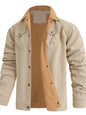 Men's Full Size Sherpa Lined Long Sleeve Jacket Plus Size - Light Khaki -