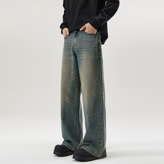 Straight-Leg Denim Jeans - - jeans