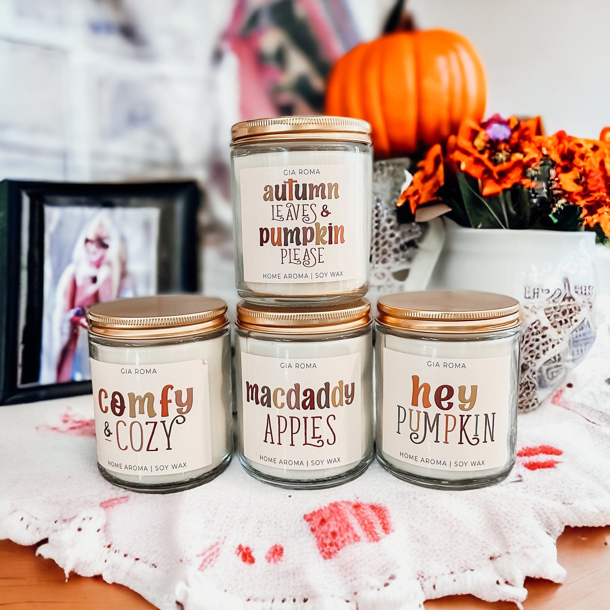 Baked Pumpkin Pie Candle With Gold Lid - - candle