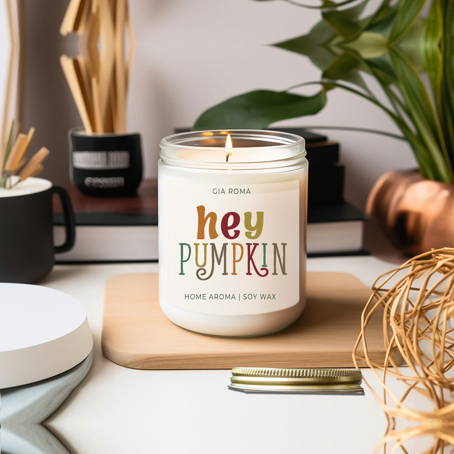 Baked Pumpkin Pie Candle With Gold Lid - - candle