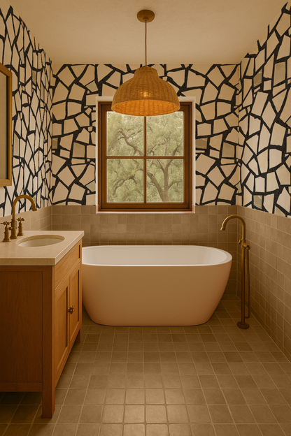 Dolce Terrazzo Wallpaper, black and white- Samantha Santana Creative- {{Product type}}