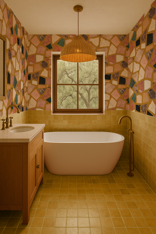Dolce Terrazzo Wallpaper Mustard - - Wallpaper