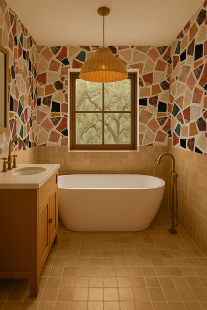 Dolce Terrazzo Wallpaper, white- Samantha Santana Creative- {{Product type}}