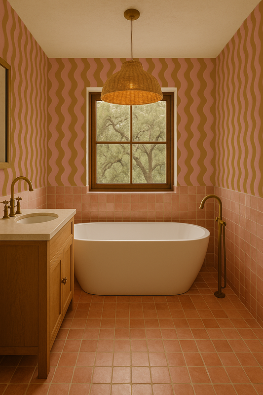 Ziggy Stripe Wallpaper, yellow and pink - - Wallpaper