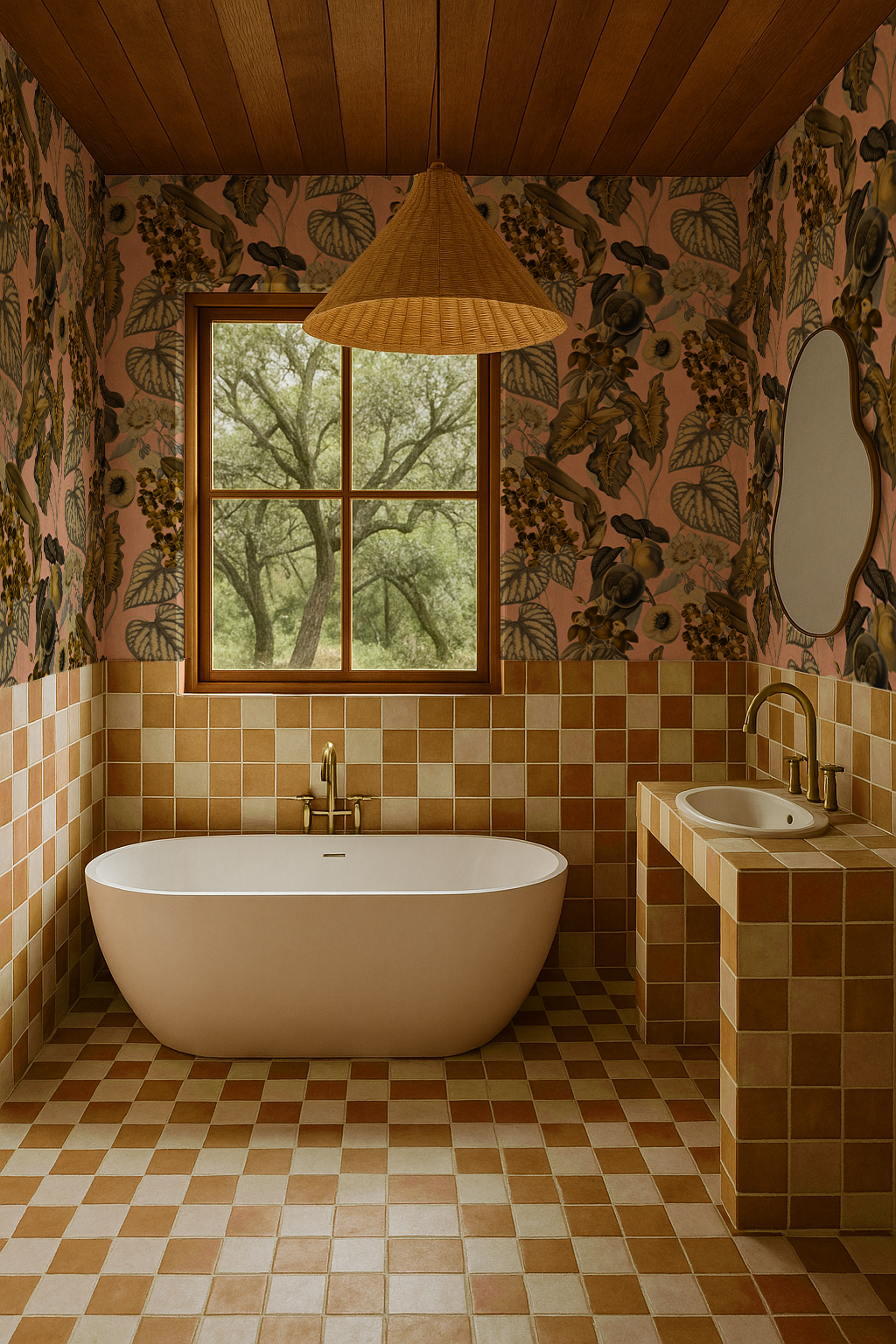 Cali Tropicale Wallpaper, peach and yellow- Samantha Santana Creative- {{Product type}}