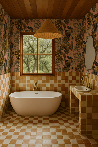 Cali Tropicale Wallpaper, peach and yellow- Samantha Santana Creative- {{Product type}}