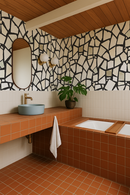 Dolce Terrazzo Wallpaper, black and white- Samantha Santana Creative- {{Product type}}