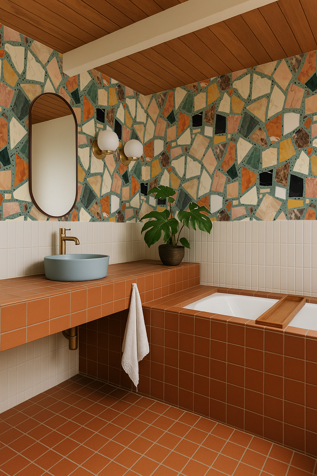 Dolce Terrazzo Wallpaper, teal- Samantha Santana Creative- {{Product type}}