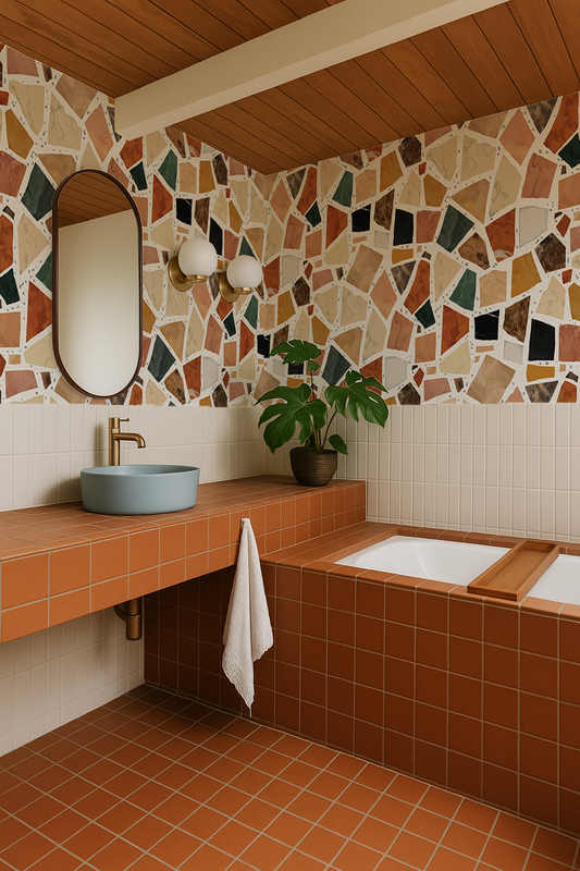 Dolce Terrazzo Wallpaper White - - Wallpaper