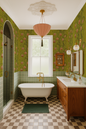 Campanas Wallpaper Chartreuse and Orange - LUXE Peel & Stick - Wallpaper