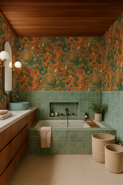 Juicy Fruit Wallpaper, orange and green- Samantha Santana Creative- {{Product type}}