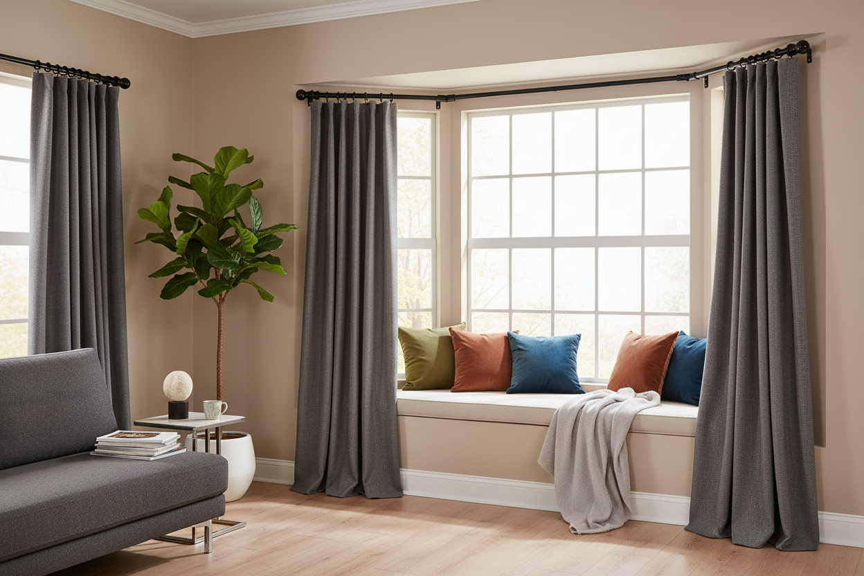 3 Side Adjustable Bay Window Curtain Rod - - curtain rod