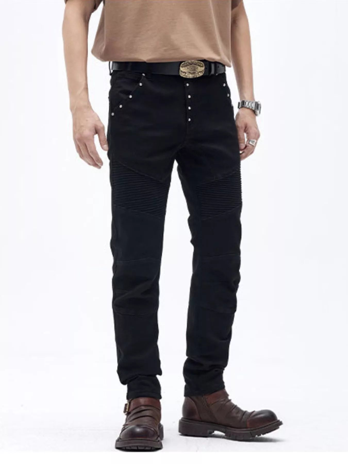 Men's Slim Fit Moto Jeans - -