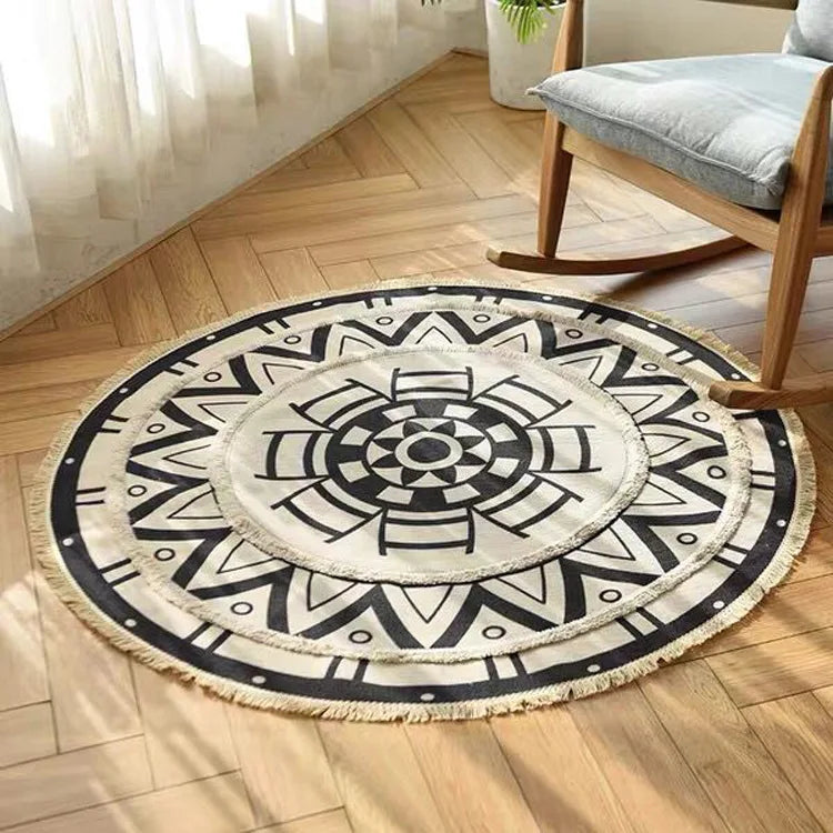 Mandala Round Rugs Custom Tufted Rugs Mat With Tassels