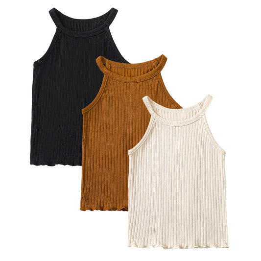 Toddler Girl Trio Tank Tops - Ribbed 3-Pack - - tank top