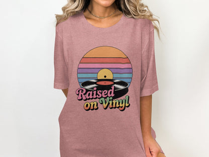 Raised On Vinyl Vintage Retro Style Design Graphic T-Shirt- Cloud 16 Clothing Co.- {{Product type}}