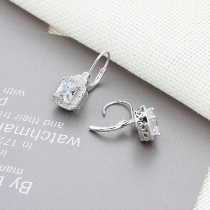 Regal Silver Crown Wedding Earrings - -
