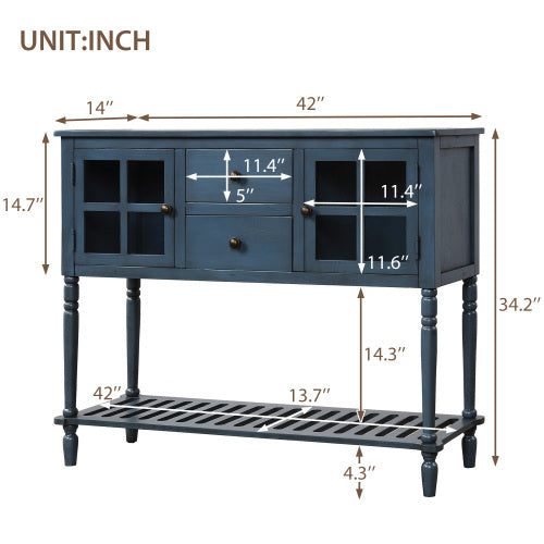 Navy Blue Sideboard Console Table With Base Frame - - cabinet