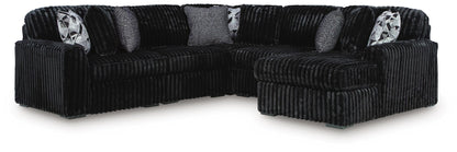 Midnight-Madness - Sectional - Black 5 Pc. Right Arm Facing Corner Chaise Sectional - Stationary Sectionals