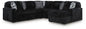 Midnight-Madness - Sectional - Black 5 Pc. Right Arm Facing Corner Chaise Sectional - Stationary Sectionals