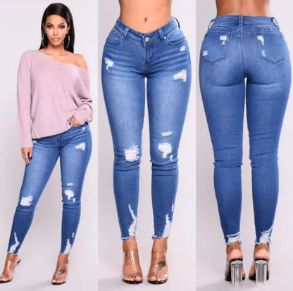 Distressed Jeans Women Denim Pants Pencil Jeans