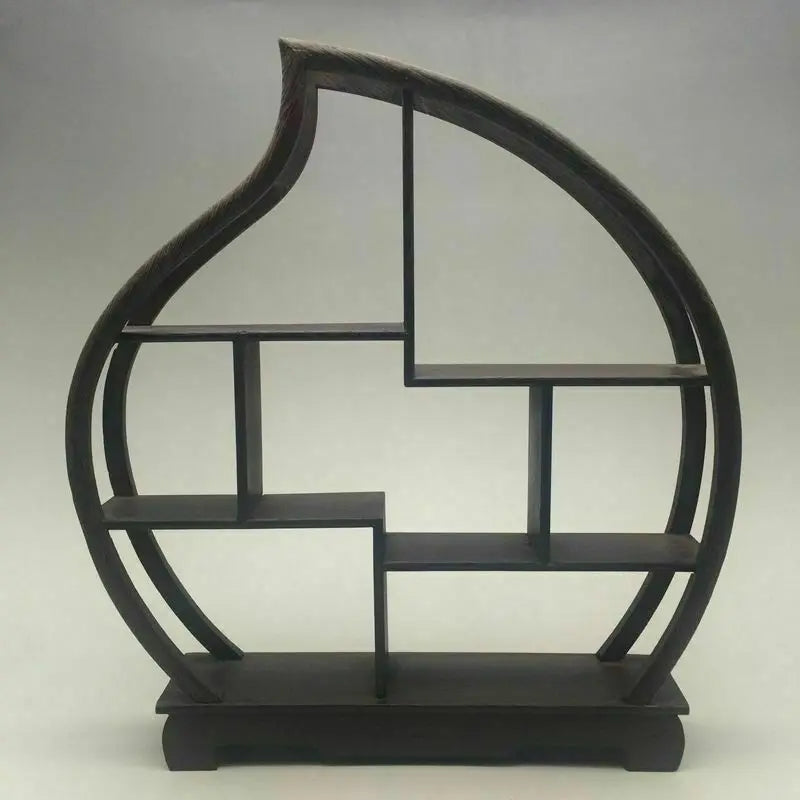 Wood‑Carved Peach Stand for Snuff Bottles & Statues – Asian Home Decor - - Shelving Accessories