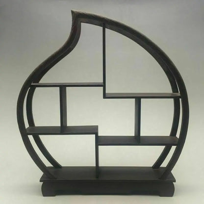 Wood‑Carved Peach Stand for Snuff Bottles & Statues – Asian Home Decor - - Shelving Accessories