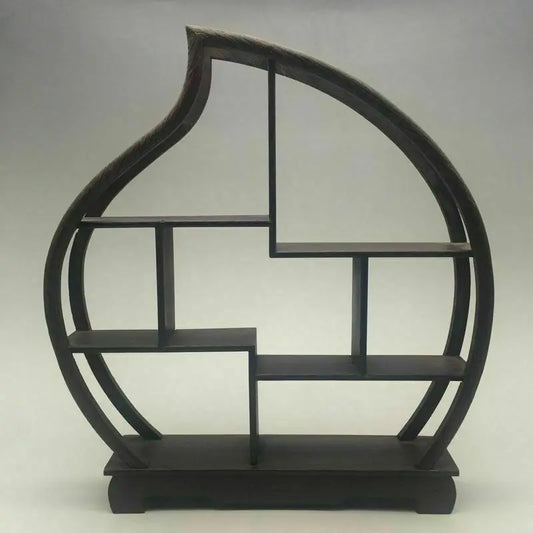 Wood‑Carved Peach Stand for Snuff Bottles & Statues – Asian Home Decor - - Shelving Accessories