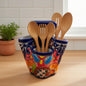 Talavera Utensil Holder Colorful Handmade Mexican Organizer - - Talavera Utensil Holder