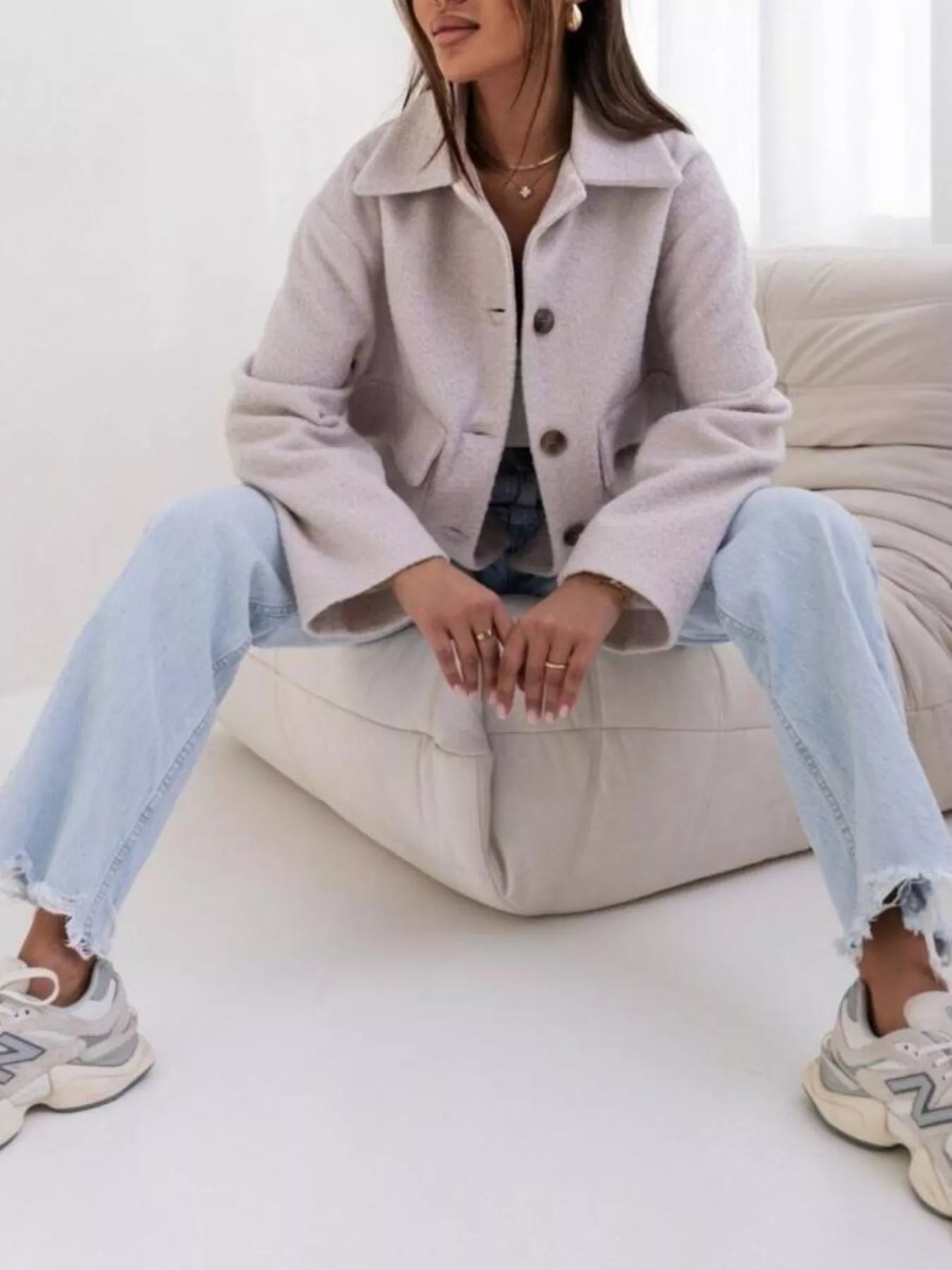 Button-Down Long Sleeve Outerwear - -