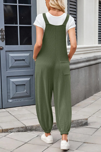 Lovelet Knotted Strap Overalls with Pockets - -