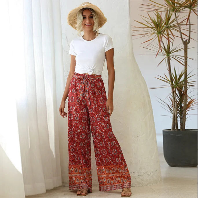 Wide Leg High Waist Chiffon Pants