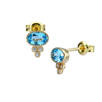 Vintage Style 925 Sterling Silver Garnet Blue Topaz Earrings - Blue - earrings