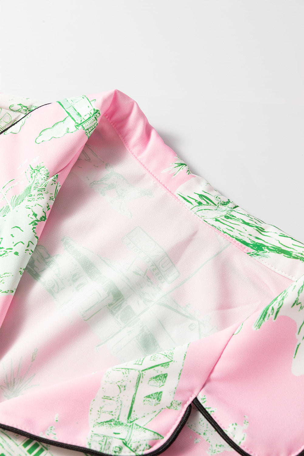 Collared Neck Printed Top and Drawstring Shorts Lounge Set- Wild and Free Boutique- {{Product type}}