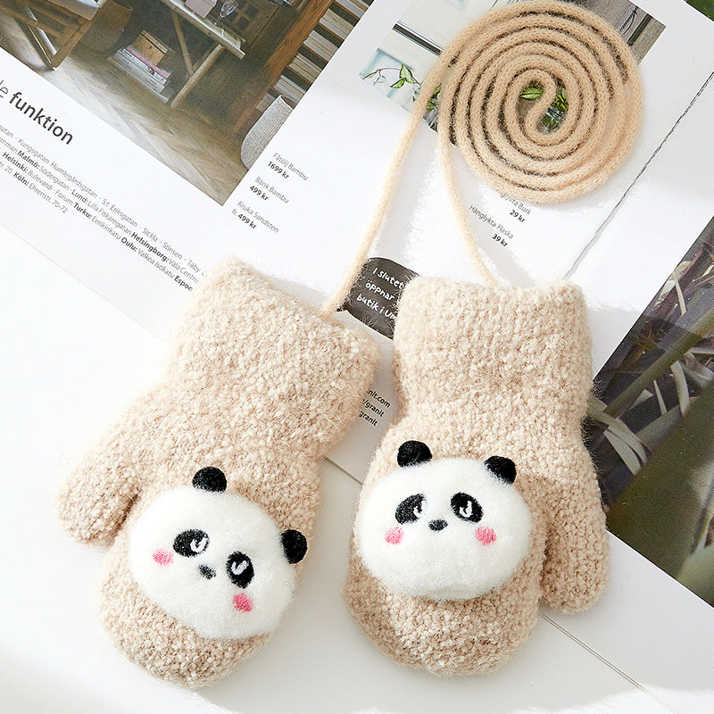 Cute Cartoon Baby Winter Mittens - Beige Free Size - mittens
