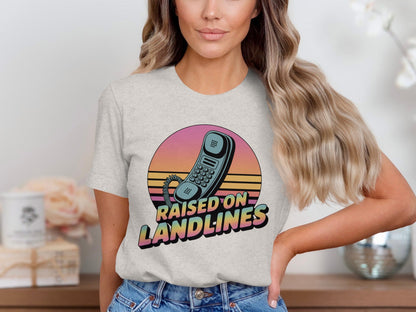 Raised on Landlines Retro Style Phone Design T-Shirt - - T-Shirt