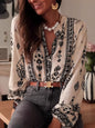 Vintage Print Long Sleeve Shirt - Beige -
