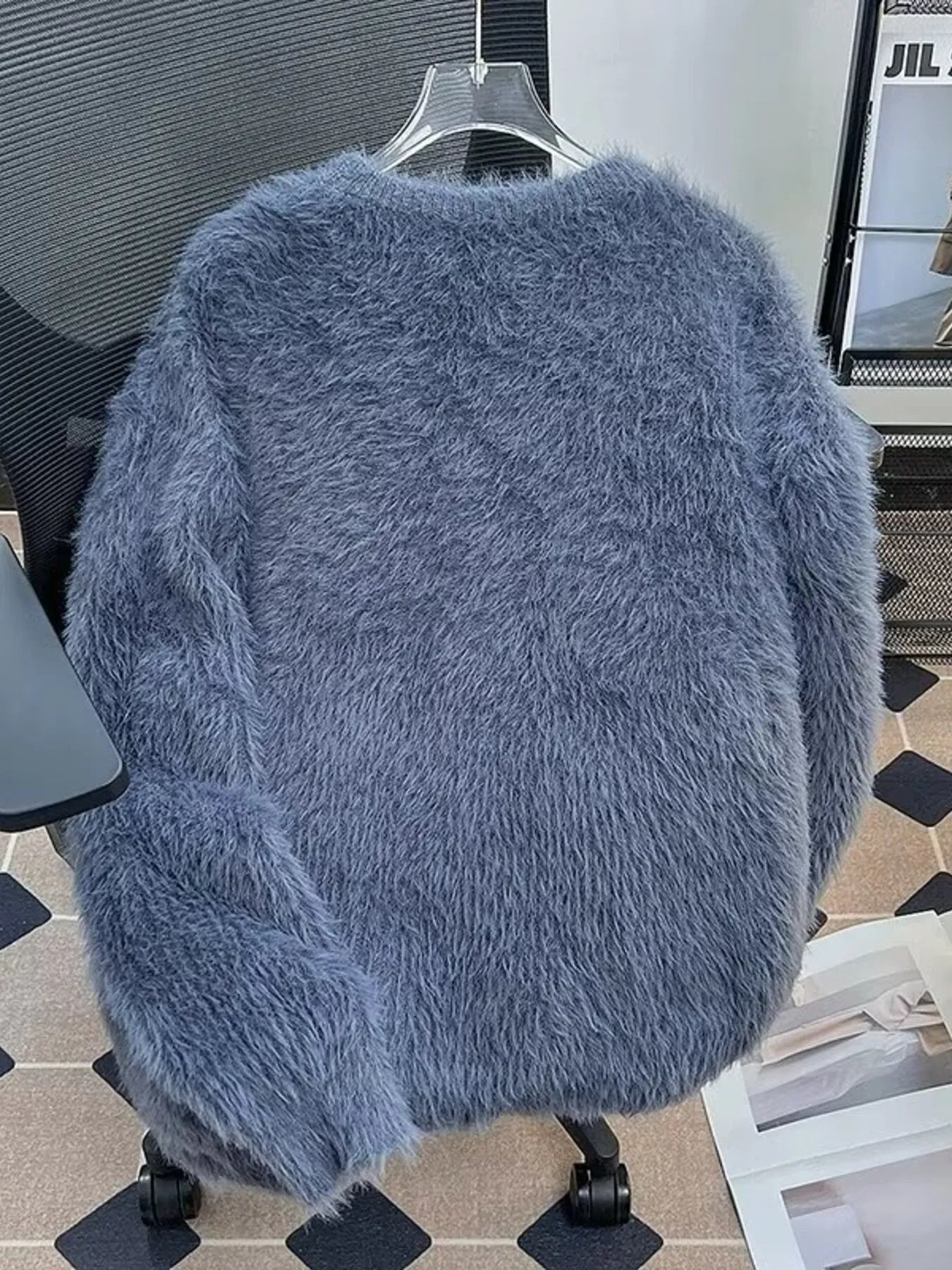 Men's Fluffy Knit Pullover Sweater - -