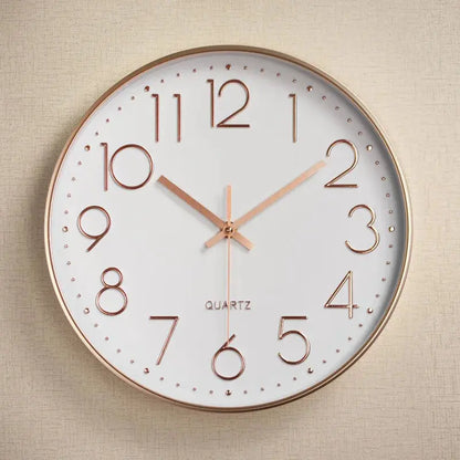 10 Inch Aesthetic Minimalist Large Mechanic Clock Wall white gold