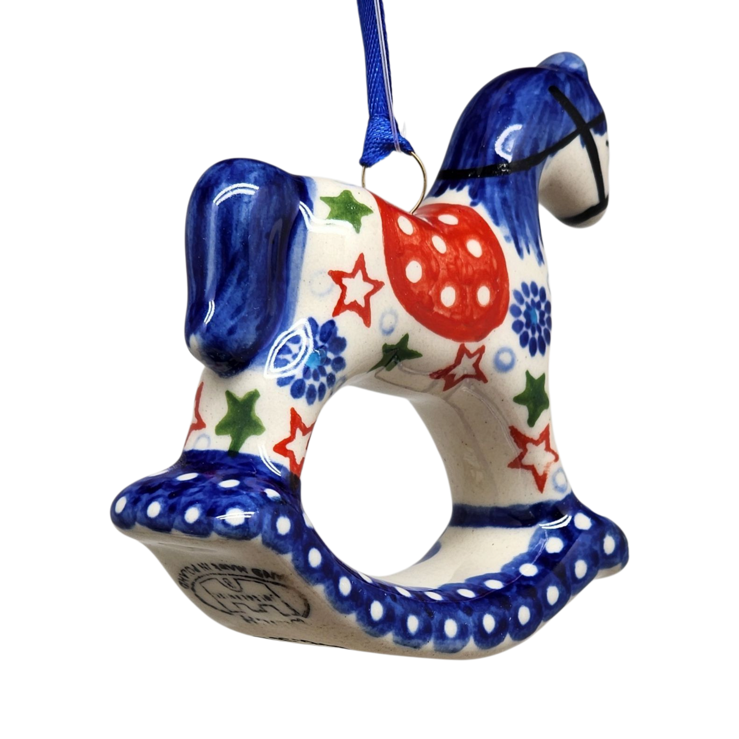 Rocking Horse Ornament - Festive Stars Pattern - - Christmas >> Ornaments >> Animals