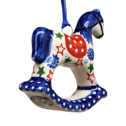 Rocking Horse Ornament - Festive Stars Pattern - - Christmas >> Ornaments >> Animals