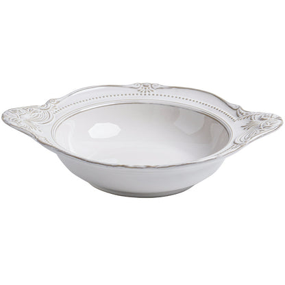 Relief Ceramic Tableware Rice Bowl and Plate Set - Small double handle plate 18.8cm - plate set