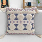 Colorful Tassel Tufted Throw Pillow Cover Geometric Pattern Pillowcase white blue